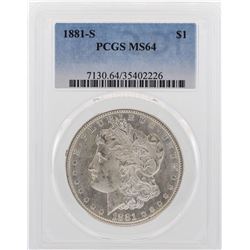 1881-S $1 Morgan Silver Dollar Coin PCGS MS64