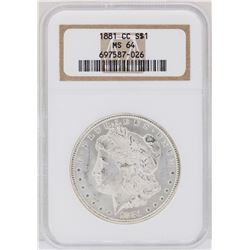 1881-CC $1 Morgan Silver Dollar Coin NGC MS64