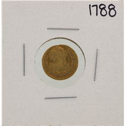 1788 Spanish 1/2 Escudos Carol III Gold Coin