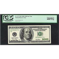 2001 $100 Federal Reserve STAR Note PCGS Superb Gem New 68PPQ