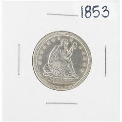 1853 Seated Liberty Quarter Coin Arrows & Rays - Rim Ding