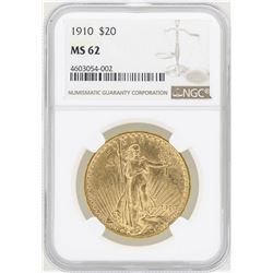 1910 $20 St. Gaudens Double Eagle Gold Coin NGC MS62