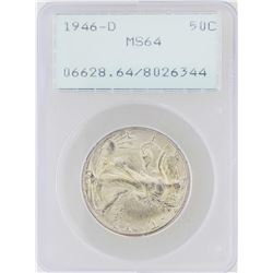 1946-D Walking Liberty Half Dollar Coin PCGS MS64 Green Rattler Holder
