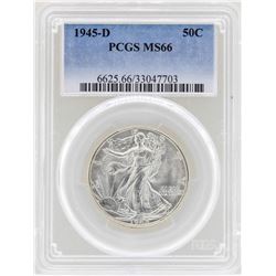 1945-D Walking Liberty Half Dollar Coin PCGS MS66