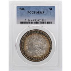 1886 $1 Morgan Silver Dollar Coin PCGS MS63 Amazing Toning