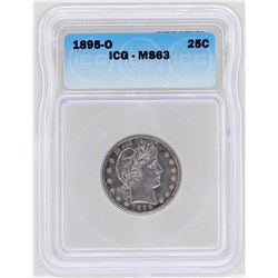 1895-O Barber Quarter Coin ICG MS63
