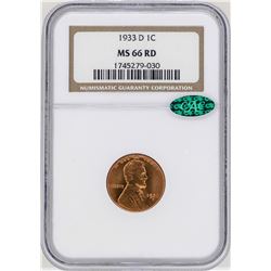 1933-D Lincoln Wheat Cent Coin NGC MS66RD CAC