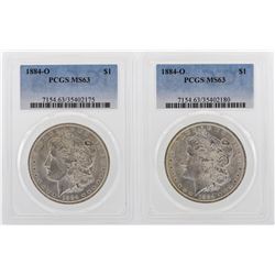 Lot of (2) 1884-O $1 Morgan Silver Dollar Coins PCGS MS63