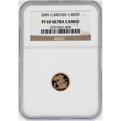 2009 Great Britain 1/4 Sovereign Gold Coin NGC PF69 Ultra Cameo