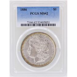 1886 $1 Morgan Silver Dollar Coin PCGS MS62