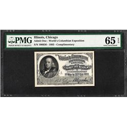 1893 World's Columbian Exposition Ticket PMG Gem Uncirculated 65EPQ