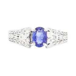 14KT White Gold Ladies 0.87 ctw Sapphire and Diamond Ring
