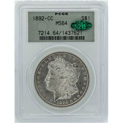 1892-CC $1 Morgan Silver Dollar Coin PCGS MS64 CAC