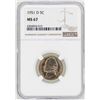 Image 1 : 1951-D Jefferson Nickel Coin NGC MS67