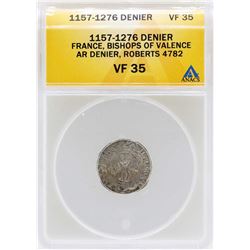 1157-1276 France Denier Bishops of Valence Coin ANACS VF35
