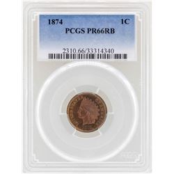 1874 Indian Head Cent Coin PCGS PR66RB