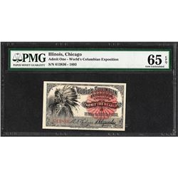1893 World's Columbian Exposition Ticket PMG Gem Uncirculated 65EPQ