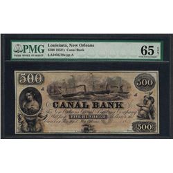 1850's $500 Canal Bank New Orleans Obsolete Note PMG Gem Uncirculated 65EPQ