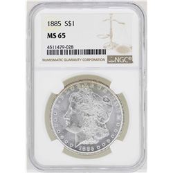 1885 $1 Morgan Silver Dollar Coin NGC MS65