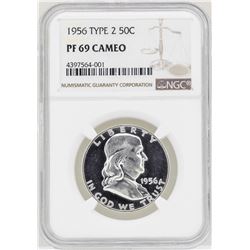 1956 Type 2 Franklin Half Dollar Proof Coin NGC PF69 Cameo