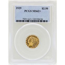 1929 $2 1/2 Indian Head Quarter Eagle Gold Coin PCGS MS62+