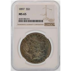 1897 $1 Morgan Silver Dollar Coin NGC MS65 AMAZING TONING