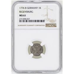1776B Germany Kreuzer Regensburg Coin NGC MS61