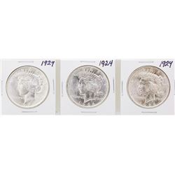 Lot of (3) 1924 $1 Peace Silver Dollar Coins