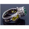 Image 7 : 14KT White Gold Emerald and Diamond Ring