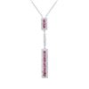 Image 1 : 14KT White Gold Pink Sapphire and Diamond Pendant with Chain