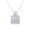 Image 1 : 18KT White Gold Pink Sapphire and Diamond Pendant with Chain