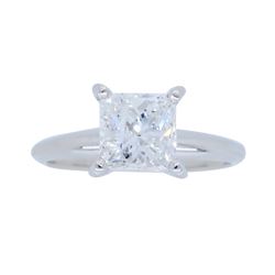 14KT White Gold 1.00ct EGL Cert Princess Cut Diamond Ring