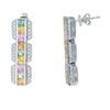 Image 1 : 14KT White Gold 3.01ctw Multi Color Sapphire and Diamond Earrings