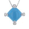 Image 1 : 14KT White Gold 7.41ct Turquoise and Diamond Pendant with Chain