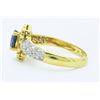 Image 3 : 18KT Yellow Gold Blue Sapphire and Diamond Ring