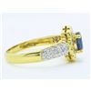 Image 5 : 18KT Yellow Gold Blue Sapphire and Diamond Ring