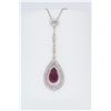 Image 1 : 14KT White Gold 2.43ct Pink Tourmaline and Diamond Pendant with Chain