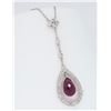 Image 2 : 14KT White Gold 2.43ct Pink Tourmaline and Diamond Pendant with Chain