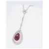 Image 3 : 14KT White Gold 2.43ct Pink Tourmaline and Diamond Pendant with Chain