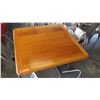 Image 2 : Square Wood Table w/Round Metal Base (35 X 35 X 29 H), 4 Retro Metal Chairs