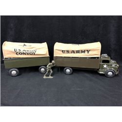 Vintage Marx Pressed Steel U.S. Army Toy Truck W/ Army Figures