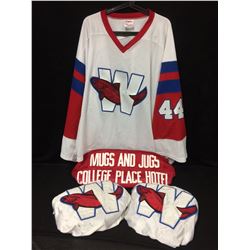 NEW WEST SALMONBELLIES GAME WORN HOCKEY JERSEY LOT (4 JERSEYS)