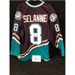 TEEMU SELANNE SIGNED DUCKS HOCKEY JERSEY W/ FRAMEWORTH COA