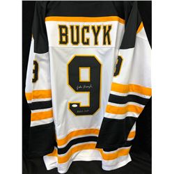 Johnny Bucyk Signed Bruins Jersey Inscribed "H.O.F. 1981" (JSA COA)