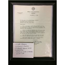 LESTER MADDOX SIGNED STATE LETTERHEAD W/ COA (INFAMOUS GEORGIA GOVERNOR, AGAINST BLACK INTEGRATION)