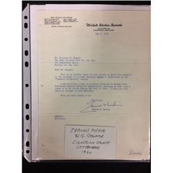 1960 EDMUND MUSKIE U.S SENATOR SIGNED ON SENATE LETTERHEAD