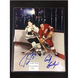 PIERRE PILOTE & ANDY BATHGATE SIGNED 8" X 10" COLOR PHOTO
