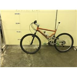 ORANGE SCHWINN 24 SPEED FULL SUSPENSION MOUNTAIN BIKE