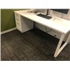 Image 2 : STEELCASE TURNSTONE 4 PERSON WHITE / GREEN OFFICE CUBICLE WITH GLASS PANEL DIVIDERS,