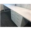 Image 2 : STEELCASE TURNSTONE WHITE WITH GLASS PANEL 4 PERSON OFFICE CUBICLE WITH FILE PEDESTALS